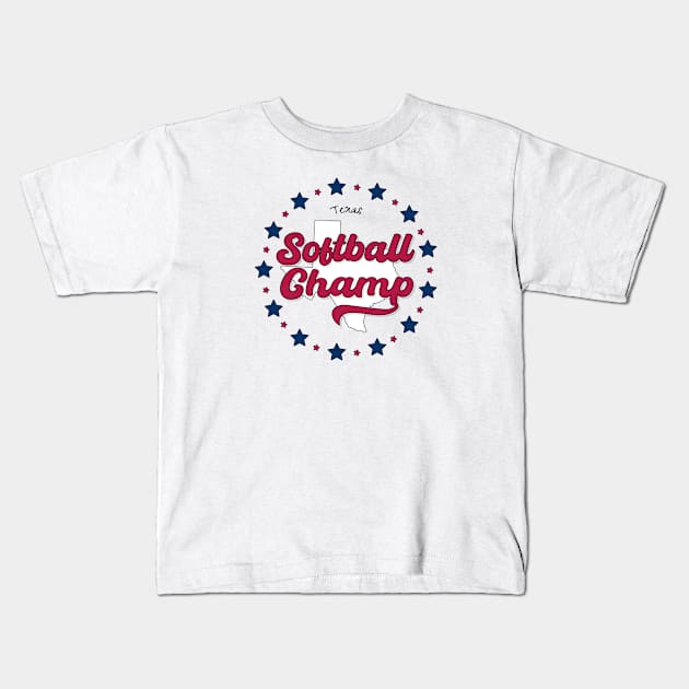 Softball Champ Texas TX Kids T-Shirt by PureJoyCraft